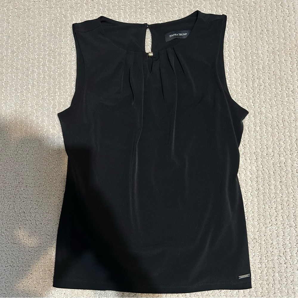 Ivanka Trump Black Tank Top with Round Neckline